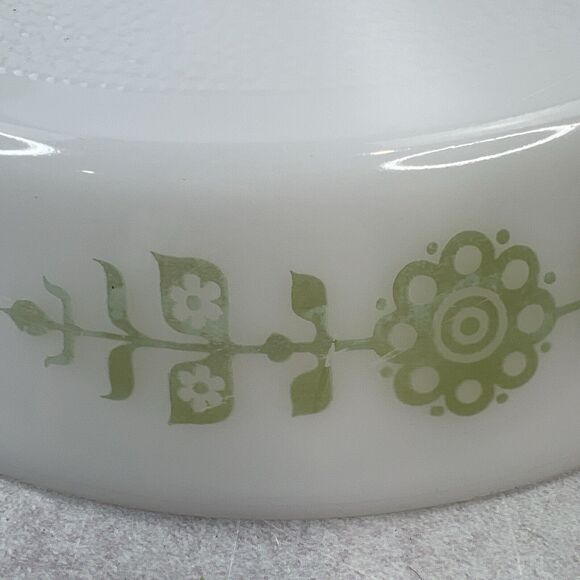 Vintage GlassBake Green Daisy Divided Casserole Dish Milk Glass 12” - Picture 6 of 13